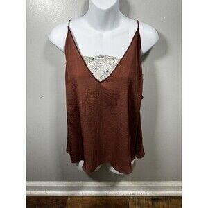 Free People Intimately Sz XS Burnt Orange Deep V Bandeau Crop Lace Camisole Top